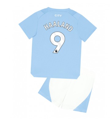 Manchester City Erling Haaland #9 Koszulka Podstawowych Dziecięca 2023-24 Krótki Rękaw (+ Krótkie spodenki)